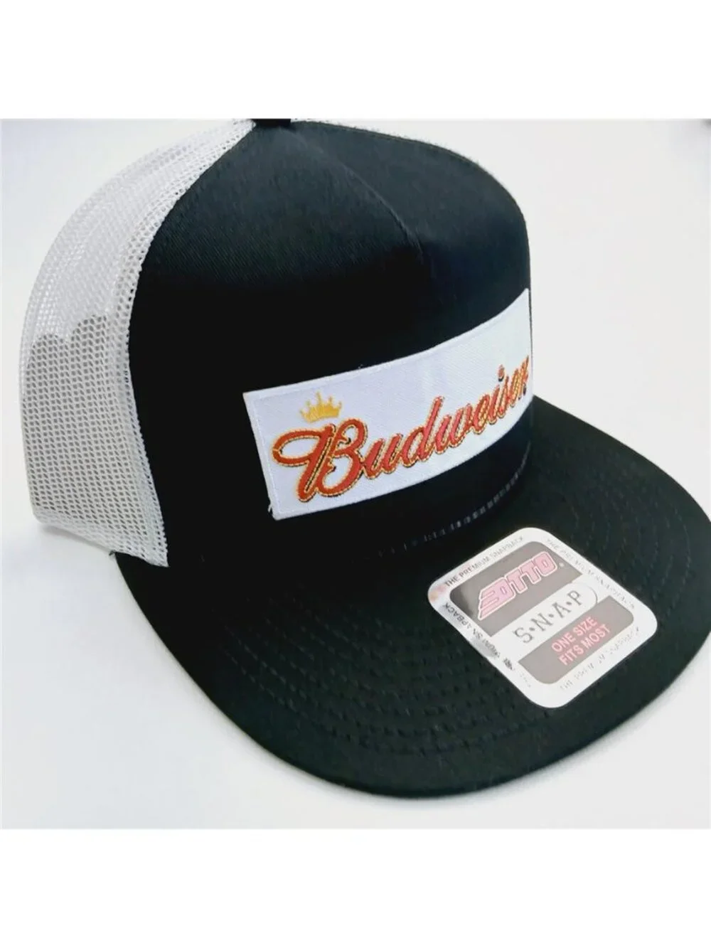 Retro King Of Beers Embroidered Patch Trucker Hat Black White OTTO Cap New 80s